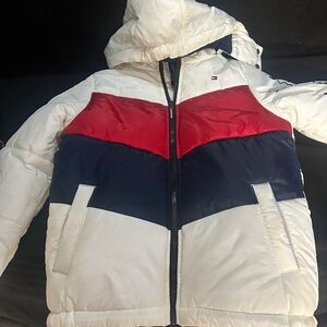 Tommy Hilfiger Navy and Cream Jacket-puffer jacket-size 8 kids-#477